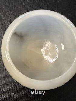 Vintage Romano Bianchi Carved Alabaster Candy Dish/ Bowl Trinket U. V Reactive