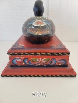 Vintage Rosemaled Wood Box Handmade Hand Painted Duck Decoy Folk Art Norwegian