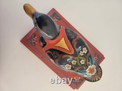Vintage Rosemaled Wood Box Handmade Hand Painted Duck Decoy Folk Art Norwegian