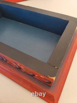 Vintage Rosemaled Wood Box Handmade Hand Painted Duck Decoy Folk Art Norwegian