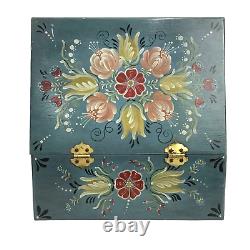 Vintage Rosemaling Baurnmalerie Floral Wood Hand Painted Box Folk Art SIGNED