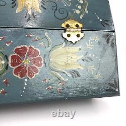 Vintage Rosemaling Baurnmalerie Floral Wood Hand Painted Box Folk Art SIGNED