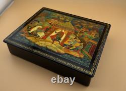 Vintage Russian Prince Igor Beautiful Lacquer Box Hand Painted Palekh Style