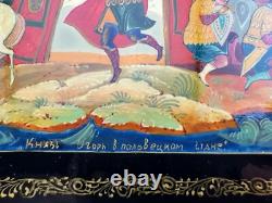 Vintage Russian Prince Igor Beautiful Lacquer Box Hand Painted Palekh Style