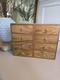 Vintage Rustic Combed Oak Wood Trinket/jewlery Box With 8 Drawers