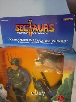 Vintage SECTAURS Warriors of Symbion COMMANDER WASPAX and WINGID NIB 1984 COLECO