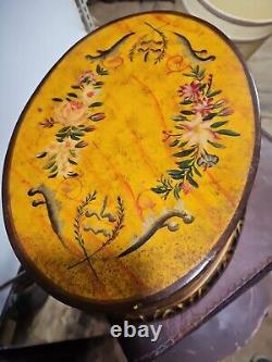 Vintage Sarreid Large Storage Wood Box Hand Painted ToleRose Victorian 12x8.5x5