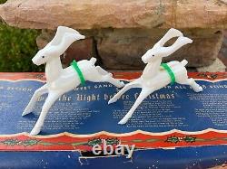 Vintage Sears Roebuck Plastic Christmas Toy Santa Sleigh 8 Reindeer Candy -box