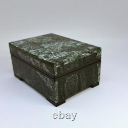 Vintage Seraphinite Jewelry Box Ural Starburst Pattern Handcrafted