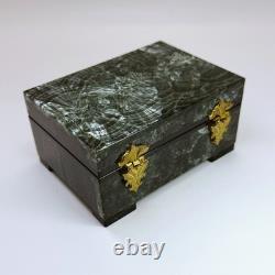 Vintage Seraphinite Jewelry Box Ural Starburst Pattern Handcrafted