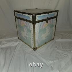 Vintage Seward Unicorn Gold Trim Toy Box Cube Trunk Chest Kitsch Lid