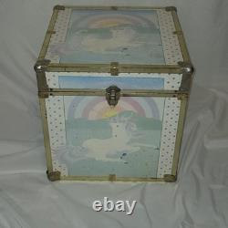 Vintage Seward Unicorn Gold Trim Toy Box Cube Trunk Chest Kitsch Lid