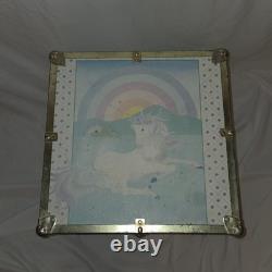 Vintage Seward Unicorn Gold Trim Toy Box Cube Trunk Chest Kitsch Lid