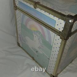 Vintage Seward Unicorn Gold Trim Toy Box Cube Trunk Chest Kitsch Lid