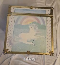 Vintage Seward Unicorn Gold Trim Toy Box Cube Trunk Chest Kitsch Lid
