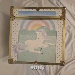 Vintage Seward Unicorn Gold Trim Toy Box Cube Trunk Chest Kitsch Lid