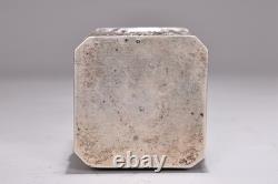 Vintage Silver 800 Ornate Tea Caddy Detailed Embossed Scene