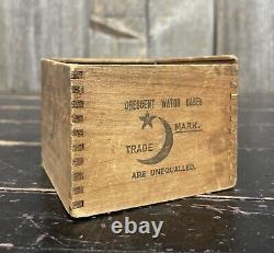 Vintage Small Crescent Watch Cases Advertising Wooden Box Crate 3