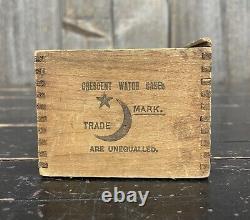 Vintage Small Crescent Watch Cases Advertising Wooden Box Crate 3