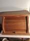 Vintage Solid Cherry Wood Roll Top Bread Box Metal Handle Farmhouse Country Ex