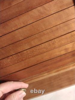 Vintage Solid Cherry Wood Roll Top Bread Box Metal Handle Farmhouse Country Ex