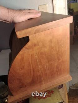 Vintage Solid Cherry Wood Roll Top Bread Box Metal Handle Farmhouse Country Ex