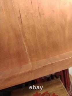 Vintage Solid Cherry Wood Roll Top Bread Box Metal Handle Farmhouse Country Ex