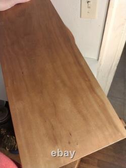 Vintage Solid Cherry Wood Roll Top Bread Box Metal Handle Farmhouse Country Ex