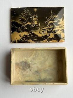 Vintage Soviet USSR Collectible Old Plastic Trinket Jewelry Box Kremlin
