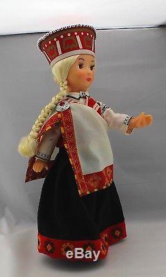 Vintage Soviet USSR Latvia Plastic Doll BAIBA In Traditional Costume 1970s withBox