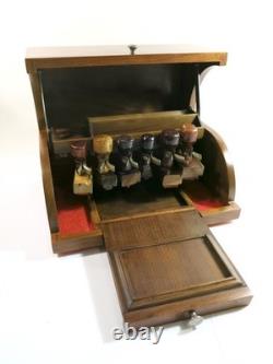 Vintage Stamper Kraft Solid Walnut Rubber Stamp Storage Box Refinished