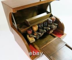 Vintage Stamper Kraft Solid Walnut Rubber Stamp Storage Box Refinished