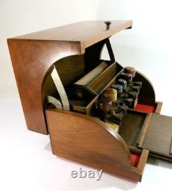 Vintage Stamper Kraft Solid Walnut Rubber Stamp Storage Box Refinished