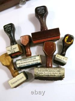 Vintage Stamper Kraft Solid Walnut Rubber Stamp Storage Box Refinished