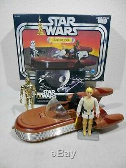Vintage Star Wars ANH 1977 Land Speeder withBox, Luke/C-3PO Fully Functional