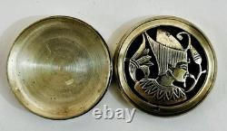 Vintage Sterling Silver Egyptian Nefertiti Cutout Pill Box