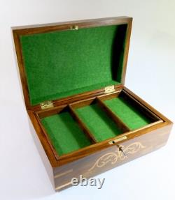 Vintage Storage/Jewelry Box+Tray-Stunning Floral Inlay! Refinished & Restored