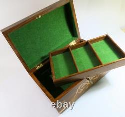 Vintage Storage/Jewelry Box+Tray-Stunning Floral Inlay! Refinished & Restored
