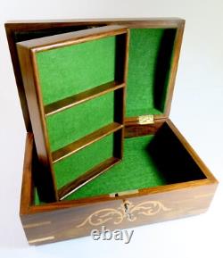 Vintage Storage/Jewelry Box+Tray-Stunning Floral Inlay! Refinished & Restored