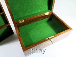 Vintage Storage/Jewelry Box+Tray-Stunning Floral Inlay! Refinished & Restored