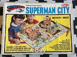 Vintage Superman City Magnetic Toy Playset Original Box Complete REMCO 1966