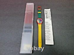 Vintage Swatch Watch 1985 McGregor Plaid with Case Instructions New Battery WORKS