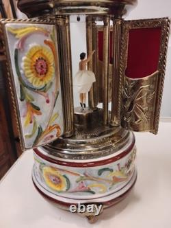 Vintage Swiss Reuge Dancing Ballerina Music Box Carousel Lipstick. Love Story