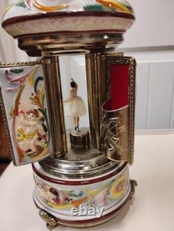 Vintage Swiss Reuge Dancing Ballerina Music Box Carousel Lipstick. Love Story