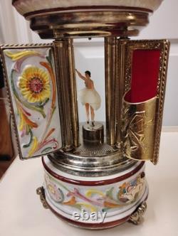 Vintage Swiss Reuge Dancing Ballerina Music Box Carousel Lipstick. Love Story