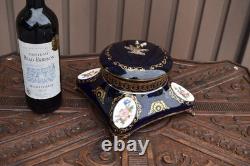 Vintage T limoges porcelain bonbonniere box floral decor