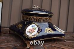 Vintage T limoges porcelain bonbonniere box floral decor