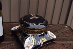 Vintage T limoges porcelain bonbonniere box floral decor