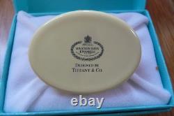 Vintage TIFFANY enamel Trinket Box Halcyon Days Vrai Amore Ne Se Change MINT Box