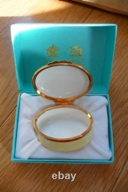 Vintage TIFFANY enamel Trinket Box Halcyon Days Vrai Amore Ne Se Change MINT Box